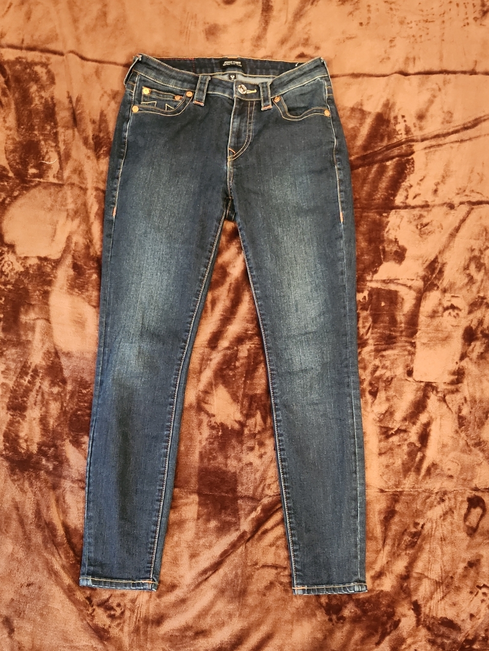 True Religion Jennie Curvy Mid Rise Super Skinny Jeans Size 27 Dark Wash